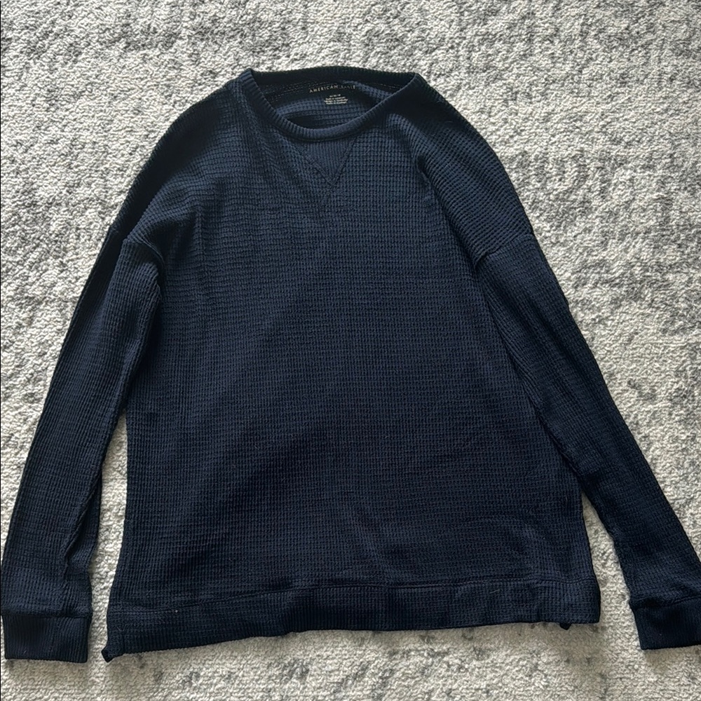 American Eagle Navy Waffle Long Sleeve